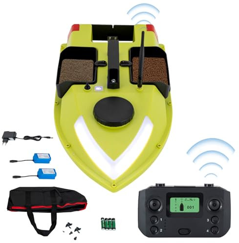 XUEMANSHOP Fernbedienung Fischköderboot, 1.8m/s Futterboot mit GPS und Fernsteuerung, 2 Batterien, 99 Trolling-Punkten, Automatische Gierkorrektur, Doppelmotor, 600m