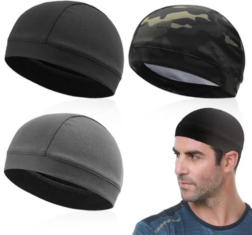 Cyclisme Skull Cap, 3PCS Respirant Été sous Casque Chapeau Parfait pour Le Chapeau de Course Doublure de Casque Sports Beanie Moto for Men Women Cycling Running Sports