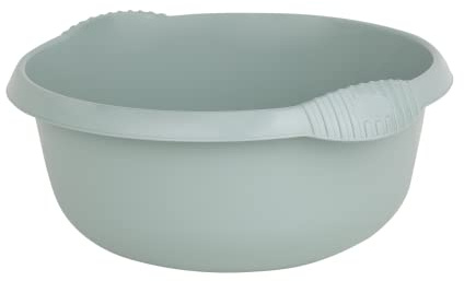 Eason Bros - 36cm High Grade Plastic Round Bowl Kitchen Sink, Basin Mixing Bowl 10L Large Capacity Washing Up Bowls for Home & Kitchen Tidy Organisation (Silver Sage,1)