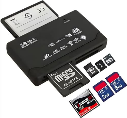 Jembe - 7 en 1 Lot de 1 Lecteurs de Cartes Mémoire Universel, Compatible avec Une Grande majorité de Cartes mémoires SD, SDHC, SDXC, MS, TF, Micro SD, Micro SDXC, Micro SDHC, Compact Flash
