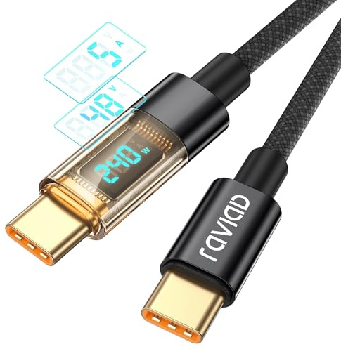 RAVIAD Cavo USB C USB C 240W 1.2M Cavo USB Type-C PD3.1 5A Ricarica Rapida QC4.0 Nylon Cavo Tipo C Caricabatterie Cellulare per iPhone 16 15 Pro Max Samsung S24 Ultra iPad Pro MacBook Pixel 7 Pro ECC.
