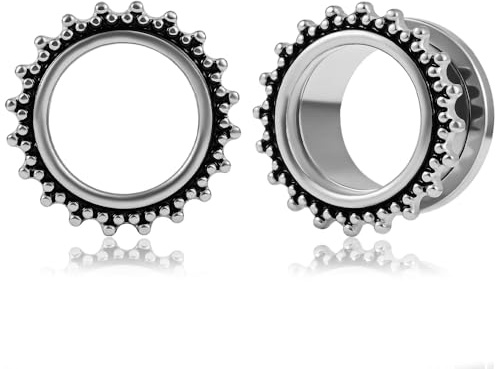 DOEARKO Ohr Tunnel 1 Paare Double Flared Vintage Ohr Flesh Tunnel Edelstahl Ohr Plug Expander Ohrpiercing Gestreckte Schmuck für Frauen und Männer 6-16mm