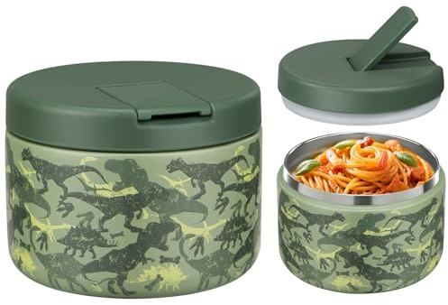 Itslife Thermobehälter für Essen 350ml, Edelstahl Warmhaltebebehälter, Auslaufsicherer Lunchbehälter mit Schnallenabdeckung, Weithals, Isolierung, geeignet für kaltes&heißes Essen Grün-KL