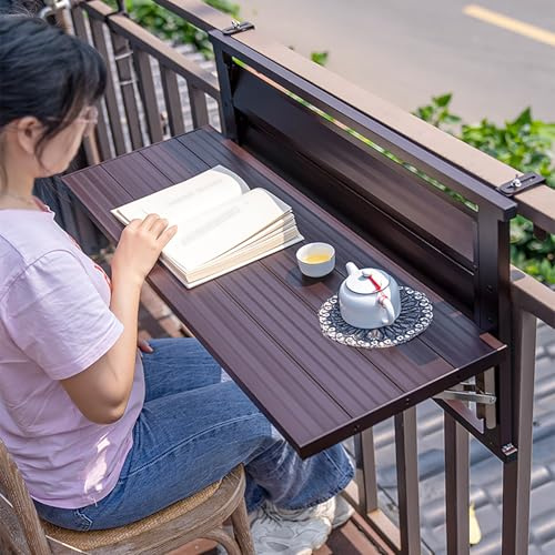 Klappbarer Stehtisch zum Aufhängen für den Außenbereich, Balkon, Fensterbank, Terrasse, Garten und Veranda, Kleiner anhebbarer Schreibtisch, Kaffee-Beistelltisch, Decktisch zum Platzsparen