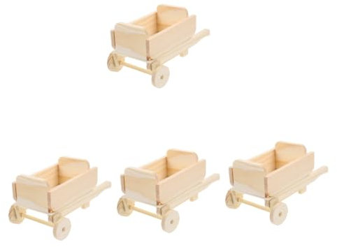 Kisangel 4 Pièces Modèle mini chariot petit artisanat Poupée décoration transpalette manuel modèle de chariot Mini panier modèles de s atures ature -panier Bois