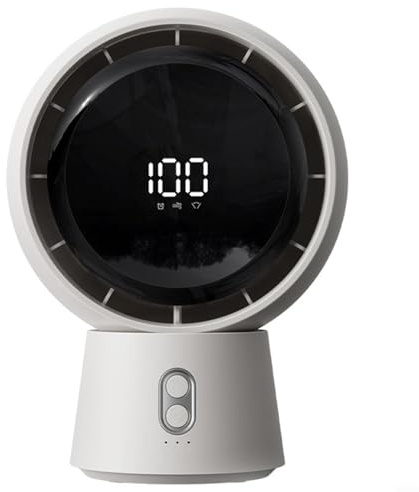 Floweringbeter Ventilatore da tavolo portatile con telecomando, 100 impostazioni di velocità, oscillazione di 180 gradi, display digitale, ricaricabile tramite USB (bianco)