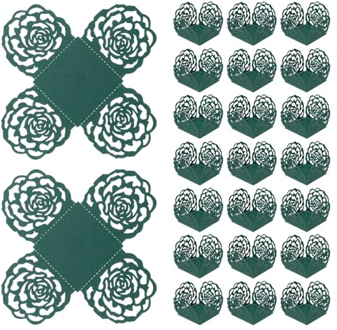 sourcing map 25 pirottini quadrati da 1,0 x 1,0 cm, per cupcake e dolci, in carta, per matrimoni, compleanni, colore verde scuro
