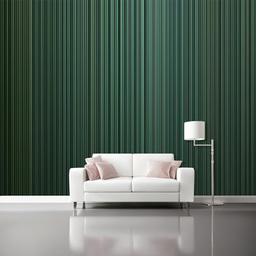 Papel pintado Rayas verdes retro geométricas Papel pintado tejido no tejido 250 x 175 cm decoración Pared decorativos Tv Fondo Pared Dormitorio Murales Papel Tapiz Moderno Verde Verde Oscuro