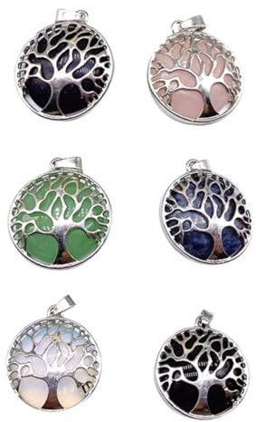 DIYEAH 6 Pezzi Ciondoli ad Albero in Lega e Cristallo per Creazione Gioielli Fai da Te, Accessori Collane Leggeri per Regali Compleanni e Feste, Materiali per Orecchini Colore Casuale