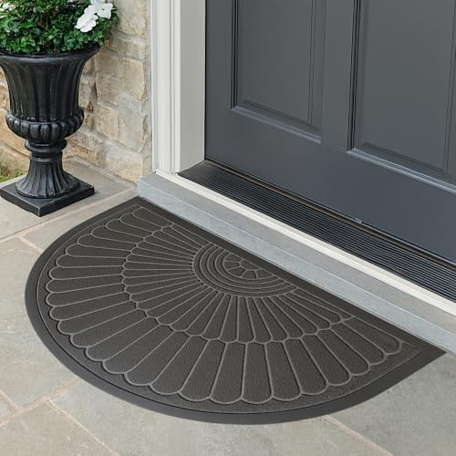 Decorator HOME Fußmatte Halbrund Tivoli 60x90 cm für Innen und Außen – Grau, rutschfest, Modernes 3D-Design Schmutzfangmatte - Türmatte haustür leicht zu reinigen