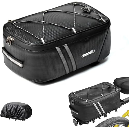 Sacoche de Vélo Porte-Bagages Arrière 8L Étanche, Sac à Bagages pour Vélo | Avec Bandes Réfléchissantes et Fermeture Éclair Imperméable - Porte Bagages Arrière pour Vélo Idéale pour Vélos, E-Bikes