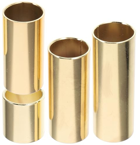 Goldene Gitarren Slide Stäbe aus Metall, 4 Stück für Gitarre | Akustik und E-gitarre Geeignet, Einfache Bauweise in Verschiedenen Größen, Leicht zu Tragen und Verstauen