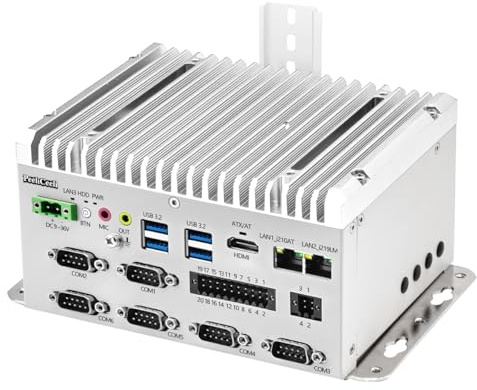 PeeliCeeli Mini PC Industrial Fanless, 6 COM RS232/RS485/422 Port, DIN Rail Computer Mini i5 8265U, 2 x RJ45 Gigabit LAN, 16-pin GPIO, HD, Embedded Mini-PC Opnsense, Barebone NO RAM NO SSD