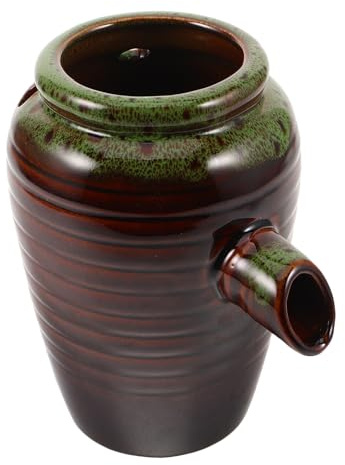 Levemolo Fontaine en Céramique Écologique Cascade à Circulation Fermée Petite Taille Finition Brun Cuite pour Aquarium et Décoration de Jardin Accessoire Filtrant et Oxygénant pour