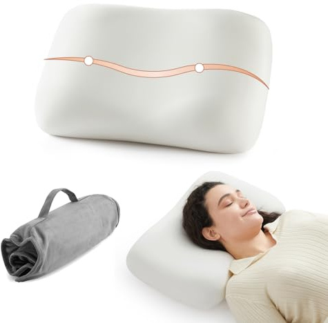 Jamdok Reisekissen aus Memory-Schaum zum Schlafen, ergonomisches Kissen mit Travel Bag für Reisen, Abnehmbarer Bezug, tragbar,Lendenkissen(51.5 x 34cm)