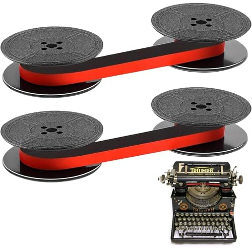 2 Stück Schreibmaschinenband, Farbband Schreibmaschine Rot/Schwarz Nylon , Kompatibel mit DIN 2103,DIN 32755 und Klassischen Modellen, Jeweils 7 Meter Länge für Traditionelle Schreibmaschinen
