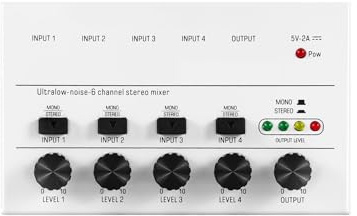 Mixer Audio, 4 6 8 Canali Mini Mixer Audio Mixer Audio Mini Mixer Stereo Mixer Di Linea Portatile A Bassissimo Rumore For La Registrazione Di Apparecchiature Audio(MX4-White)