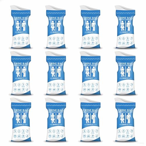 NT-ling Car Emergency Urinal Bags, 12PCS Disposable Portable Urinals for Men & Women, Travel Pee Bags with Funnel for Long Trips