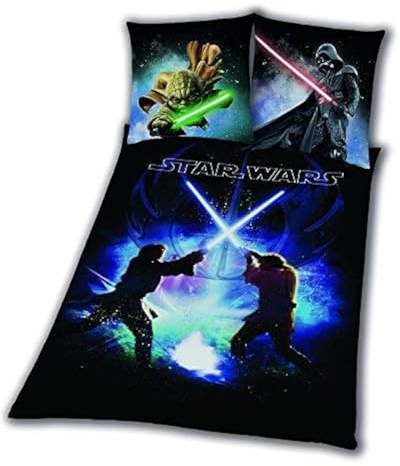 Star Wars 8 Bettwäsche glatt Schwertkampf Rey Finn Tico Yoda 135 x 200 NEU Wow - All-In-One-Outlet-24 -