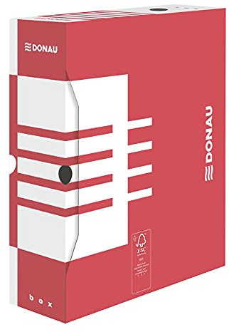 DONAU 7661301FSC-04 Ablage Schachtel Archivbox aus recyceltem Karton Archiv-Ablagebox Stabil| 20er Pack | A4/10 cm/B Rückenbreite Farbe: Rot | die FSC® Zertifiziert