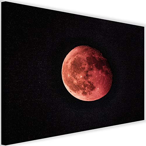 Feeby Bild auf Leinwand Mond Kunstdruck Modern Astronomie Weltall Schwarz 90x60 cm