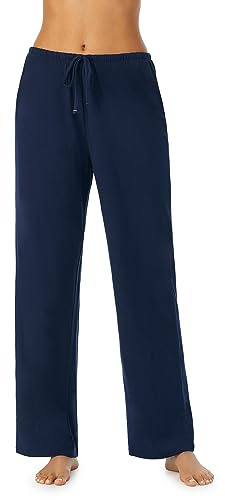 Nautica Womens Sleep Pants - Long Length, Breathable Pajama Bottoms - Cotton Knit Jersey Sleepwear and Loungewear - Navy - Medium