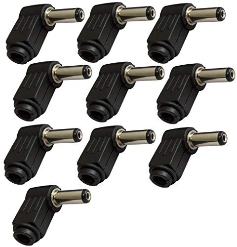 AERZETIX - C42290-10 x Stecker männlich - Klinkenstecker Adapter - Netzstecker - abgewinkelt 90° DC 5.5/2.1mm - zum Lötmittel