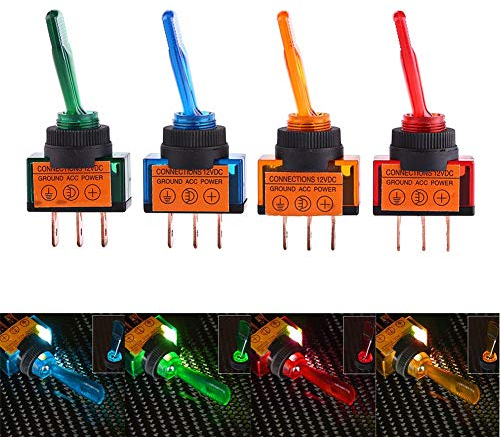 Kippschalter, 4 Stück 12V 20A LED Ein/Aus 3 Pin SPST Wippschalter Kippschalter Rocker Toggle Switch ON-OFF Schalter Wasserdichter für Auto LKW Boot