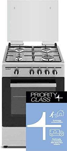 Sauber - COCINA SCI41GB 4 Quemadores - Gas Butano - 50X55 - Tapa Cristal - Color Inox - ENTREGA Y RETIRADA USADA EN DOMICILIO