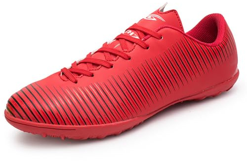 BOTEMAN Fotbollsskor herr Spikes Cleats träningsskor barn yrke ungdomar utomhus fotboll atletiska sportskor unisex, röd, 37 EU