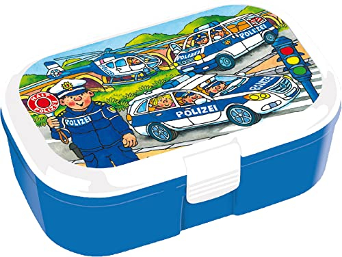 Lutz Mauder Lunchbox POLIZEI für Kinder | 10669, spülmaschinengeeignet, BPA-frei | | Perfekt für Cop-Fans Snackbox Lunchbox Brotzeit Schule Grundschule Einschulung Polizeiauto