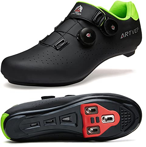 Zapatillas de Ciclismo para Hombre Zapatillas de Bicicleta de Carretera para Mujer compatibles con Look SPD SPD-SL Delta Cleats Zapatillas para Bicicleta de Interior Exteriores Negro EU47