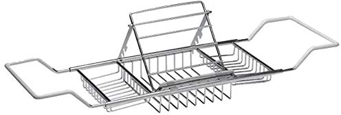 FUFU Bambus-Rollo Edelstahl-Badewannen-Rahmen, Badezimmer-Teleskopbad IPAD-Handy-Buchhalter-Multifunktionsspeicher-Speicher-Regal für Fenster und Türen