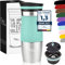 Milu Travel Mug 370ml 450ml - Insulated Coffee Cup to go - 100% Leak Proof - Stainless Steel Drinking Mug - Car Mug Double Wall Insulation Thermo Coffee Flask - (Teal, 370ml)