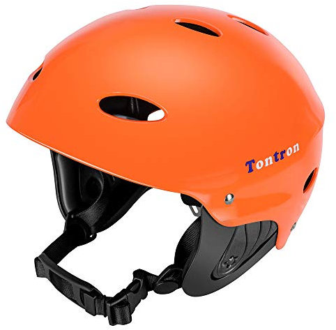 Tontron Wakeboard Kayak Kitesurf Water Sports Helmet (Glossy Orange, M)