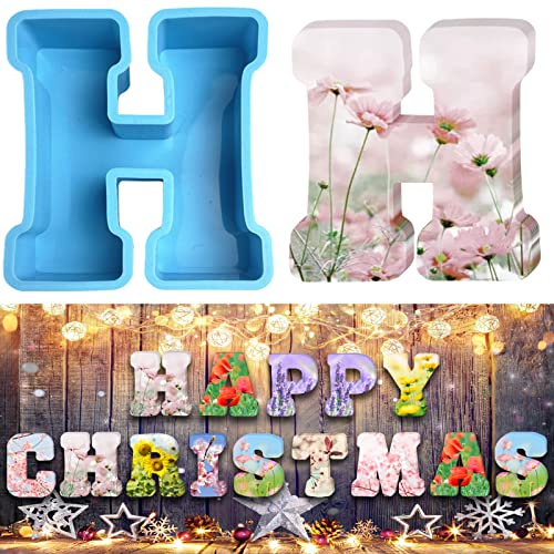 Moldes de silicona con alfabeto 3D moldes epoxi de letras grandes para resina de moldes de letras de fundición moldes de chocolate para cumpleaños, bodas, fiestas, Navidad, manualidades, adornos