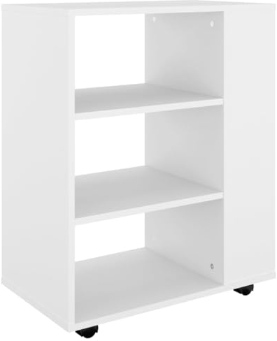 vidaXL Rollschrank mit Fächern Rollcontainer Büroschrank Aktenschrank Bürocontainer Schrank Büro Druckerschrank Weiß 60x35x75cm Holzwerkstoff