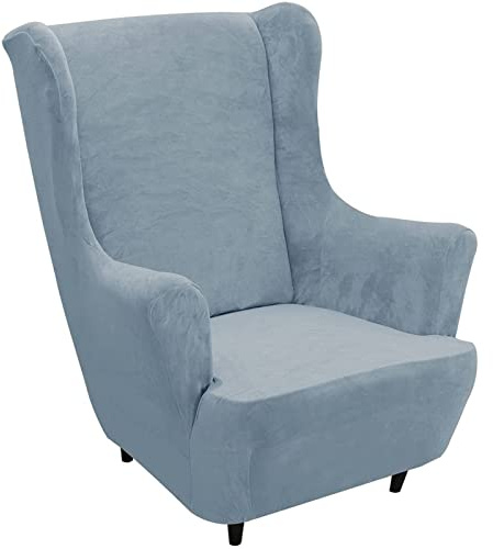 GYHH Sesselhusse Wasserdicht Sesselbezug, Stretchhusse Für Ohrensessel, Elastisch Stretch Samt Husse Weicher Sesselüberwürfe Sesselschoner Sofabezug (Gray Blue)