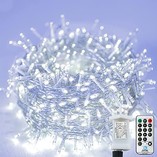 Lezonic Fairy Lights Main Powered,50M/164Ft 500LED Garden Lights Waterproof | 8 Modes Plug in Fairy Lights for Bedroom, Gazebo, Wedding, Party, Christmas Decorations (Cold White)
