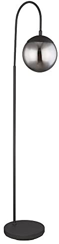 Stehlampe Stehleuchte schwarz Wohnzimmerleuchte stehend Bogenlampe mit Schalter, rauchiges Glas, 1x E27, LxBxH 39 x 25 x 150 cm
