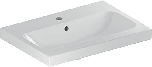 Geberit iCon Light Waschtisch, 60 cm x 42 cm, mit Hahnloch, mit Überlauf,501841, 501.841.00.1, Farbe: weiß matt
