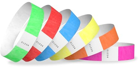 600 WristCo Tyvek Wristbands for Events, 6-Color Variety Pack