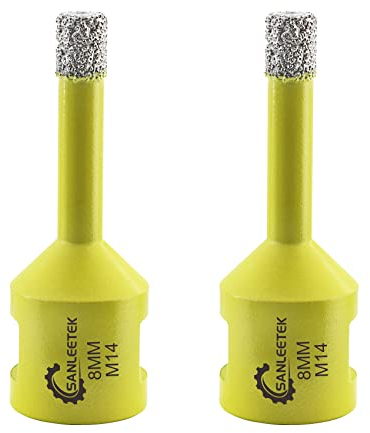 Punte per Trapano Diamantate 8mm - 2pezzi Brasatura Sotto Vuoto Fresa Diamantata per Ceramica Porcellana Marmo Granito M14 Filettatura SANLEETEK