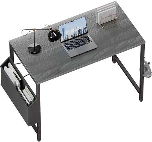 PAMRAY 80x40cm Escritorio para Computadora Escritorio Pequeño para Casa Oficina con Bolsa de Almacenamiento y Gancho para Audífonos, Mesa Compacta para Espacios Pequeños, Fácil Montaje