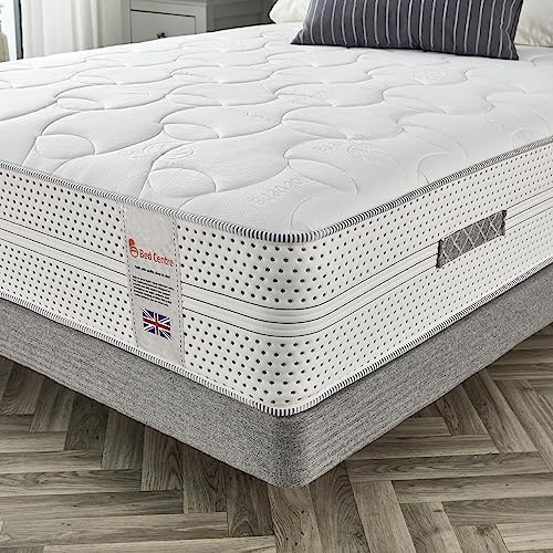 Bed Centre 4FT Small Double Mattress, 28CM Deep Medium Firm Memory Foam Pocket Sprung Small Double Mattress, 7 Zone Comfort & Support Alovera 4FT Mattress for Children and Adults120X190CM