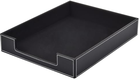 XNONE Leder Briefablage,Schreibtisch Organizer,Briefablagen & Stapelsysteme für den Schreibtisch A4-Stapelbare Ablagefächer für Briefe,Papierhalter,Postkörbe,Zeitschriften,Schwarz
