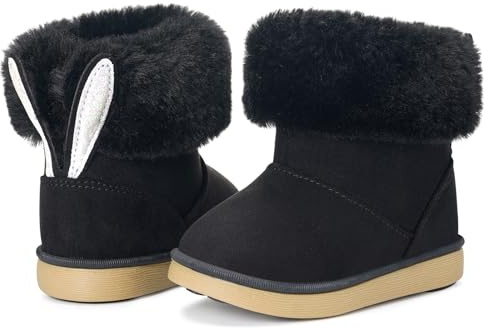 KVbabby Bottes Fille Neige Enfant Bottines Hiver Bébé Chaud Doublé Bottines Fourrure Souple Boots Chaussures d'Hiver Mode Noir b EU29 =Étiquette 30