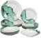 Baroni Home Service d’Assiettes 18 Pièces pour 6 Personnes en Porcelaine de Qualité, Plates Colorés Style Moderne, Servi de Table Assiette Creuse Plate et à Dessert, Ligne Marbré