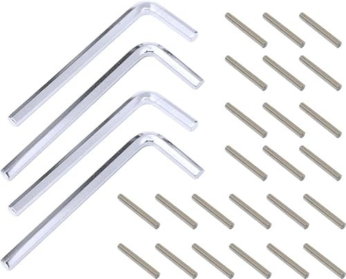 Spring Hinge Tension Pin Metal Dowel Pegs Shelf Support Replacement Kit for Self Closing Door Hinges Garage Door Closer Hinge (24x Shelf Pins and 4X Hex Wrenches)