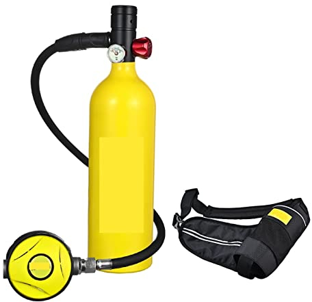 LEPREM Réservoir de plongée sous-Marine Bouteille D'oxygène De Plongée sous-Marine Capacité 1L Respirateur De Plongée Portable Mini Bouteilles de plongée Portables (Color : Giallo, Size : 1L)